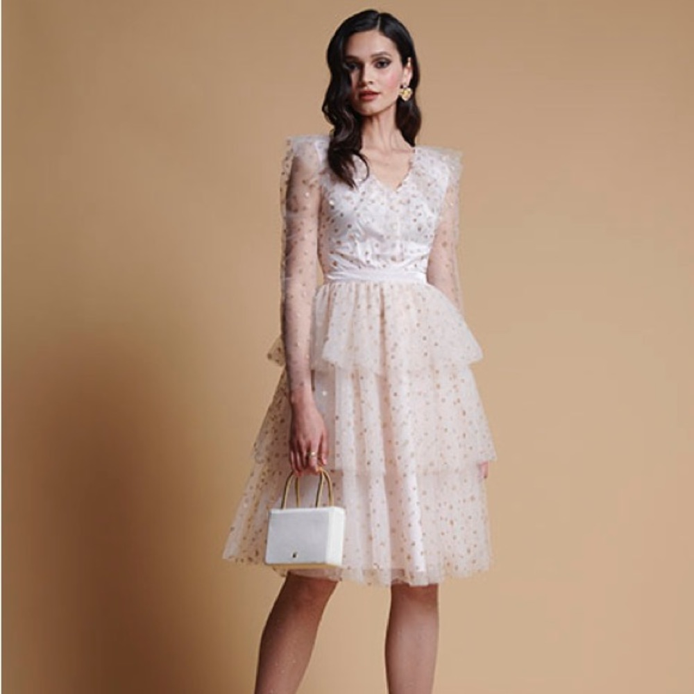 Rachel Parcell pink parchment star print dress